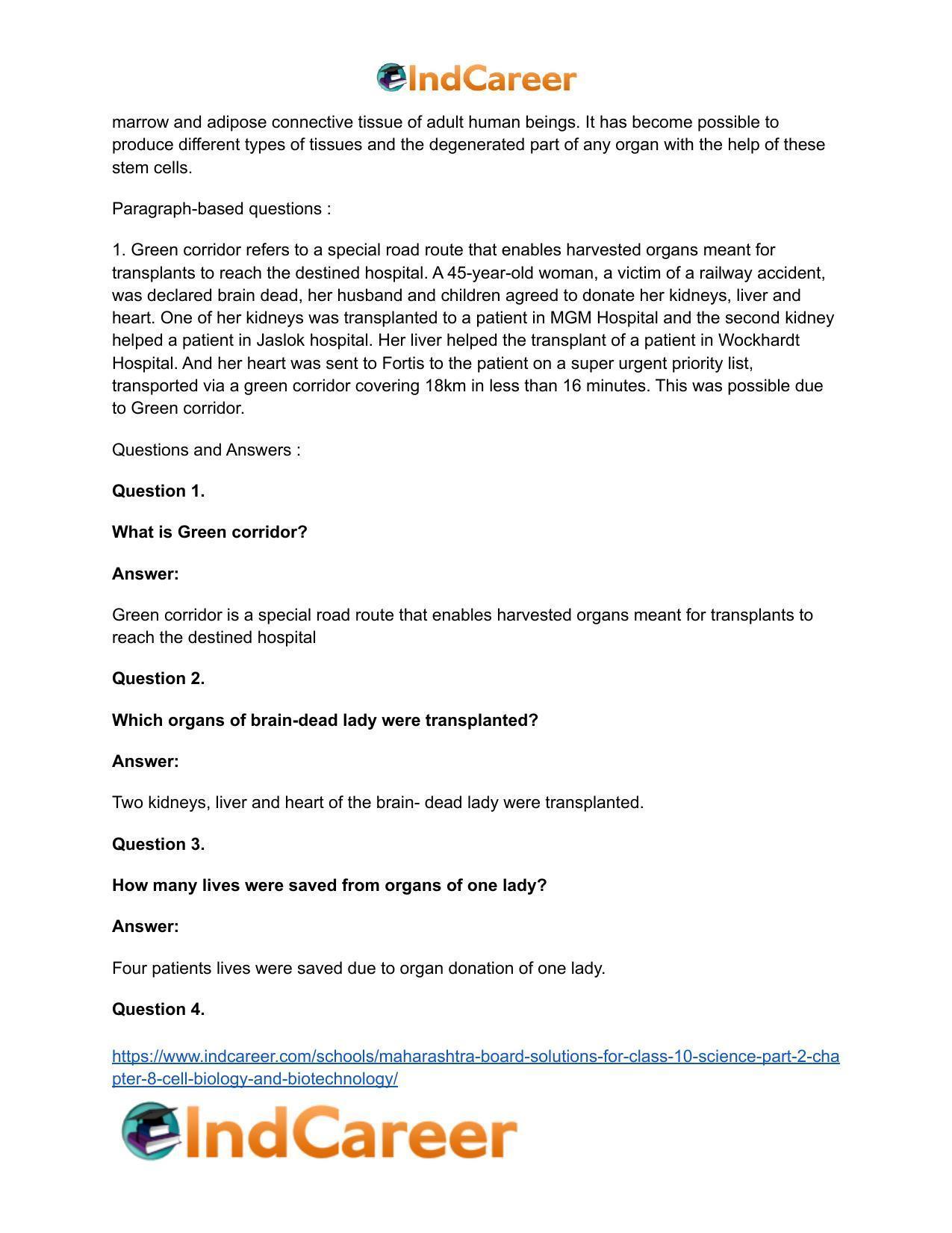 Maharashtra Board Solutions for Class 10- Science (Part 2): Chapter 8- Cell Biology and Biotechnology - Page 31