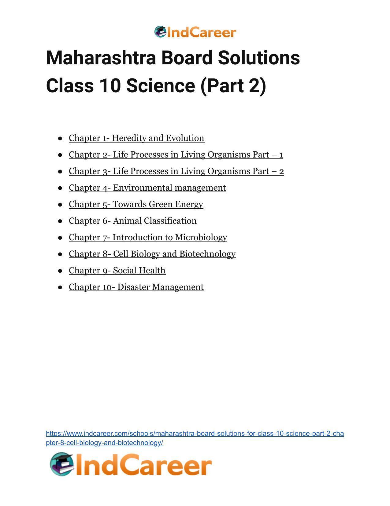 Maharashtra Board Solutions for Class 10- Science (Part 2): Chapter 8- Cell Biology and Biotechnology - Page 44
