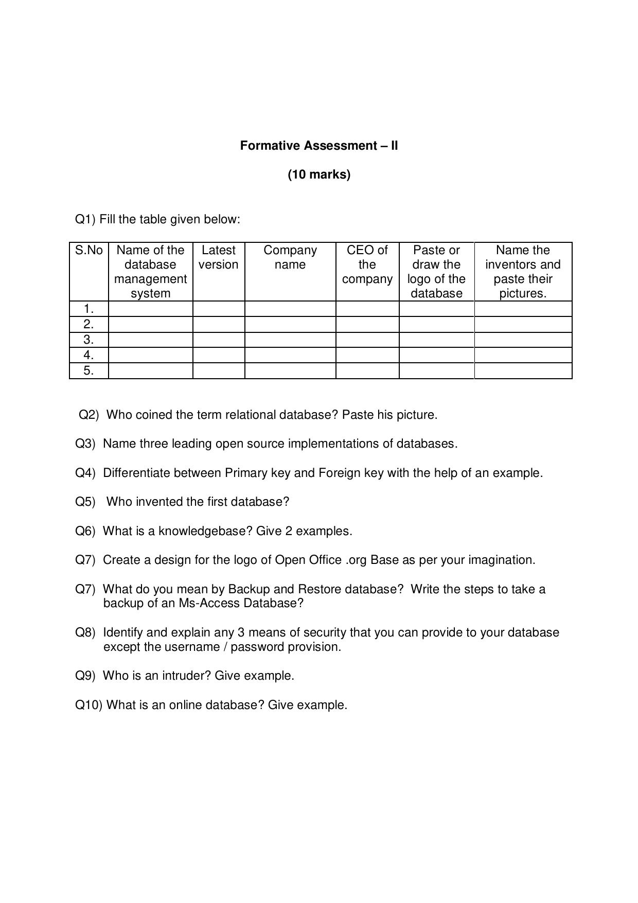 CBSE Worksheets for Class 10 Computer Science Assignment 8 - Page 1