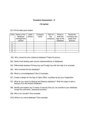 CBSE Worksheets for Class 10 Computer Science Assignment 8