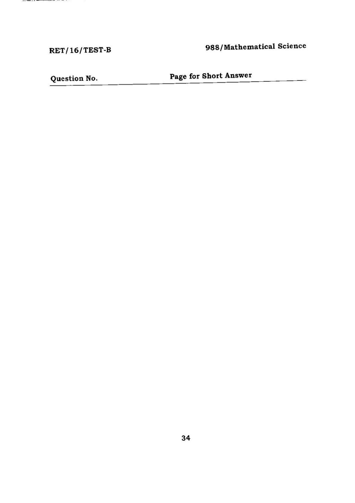 BHU RET Mathematical Science 2016 Question Paper  - Page 34