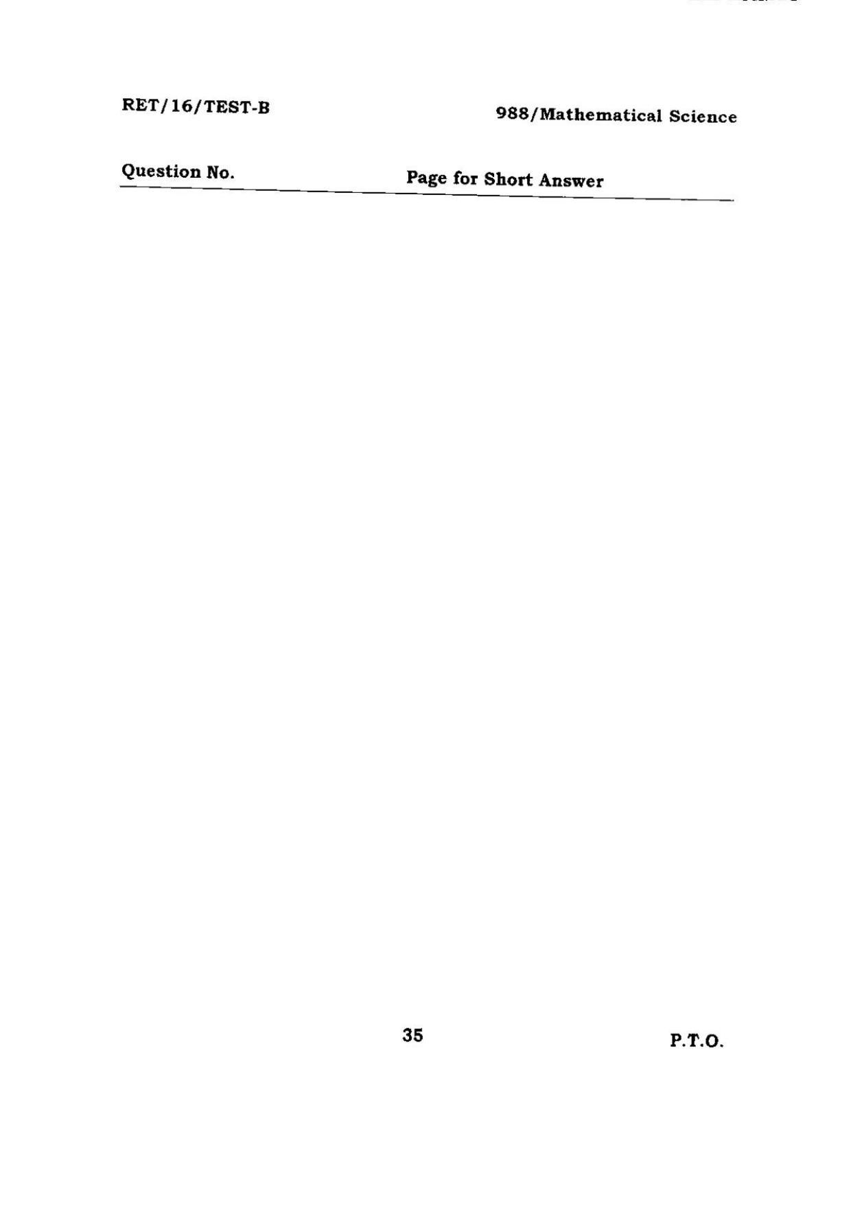 BHU RET Mathematical Science 2016 Question Paper  - Page 35