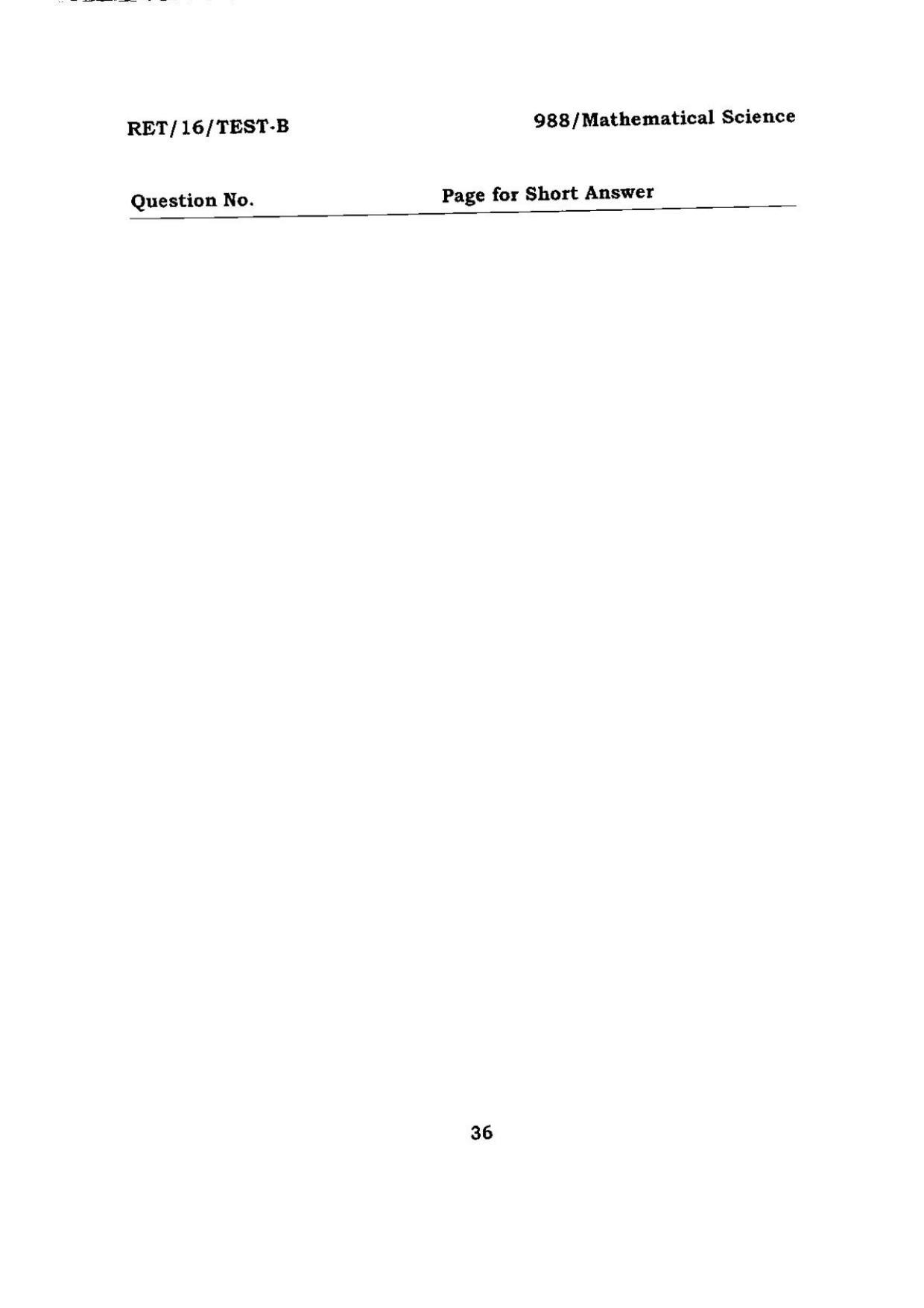 BHU RET Mathematical Science 2016 Question Paper  - Page 36