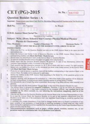 PU CET PG 2015: Msc (HS)(Physics/Med.Physics/Physics & Elect) Question Paper