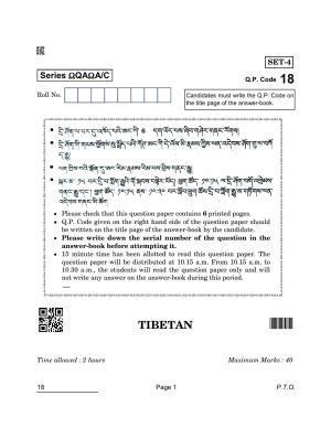 CBSE Class 10 18 Tibatan 2022 Compartment Question Paper