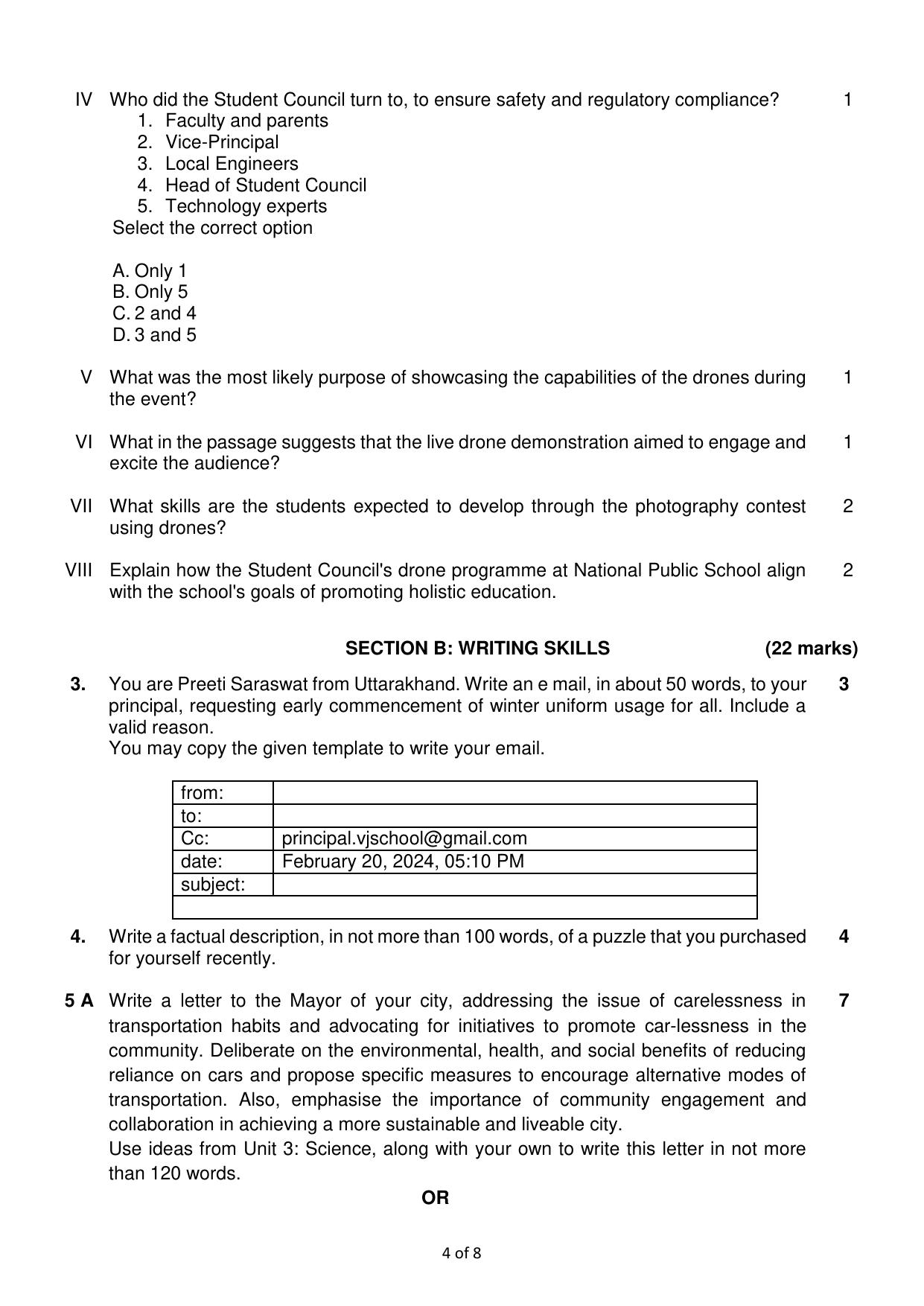 CBSE Class 10 English (Communicative) Sample Paper 2025 - Page 4
