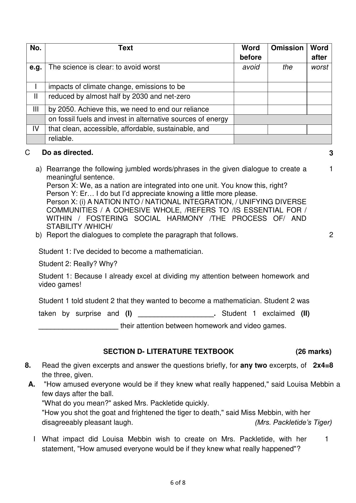 CBSE Class 10 English (Communicative) Sample Paper 2025 - Page 6