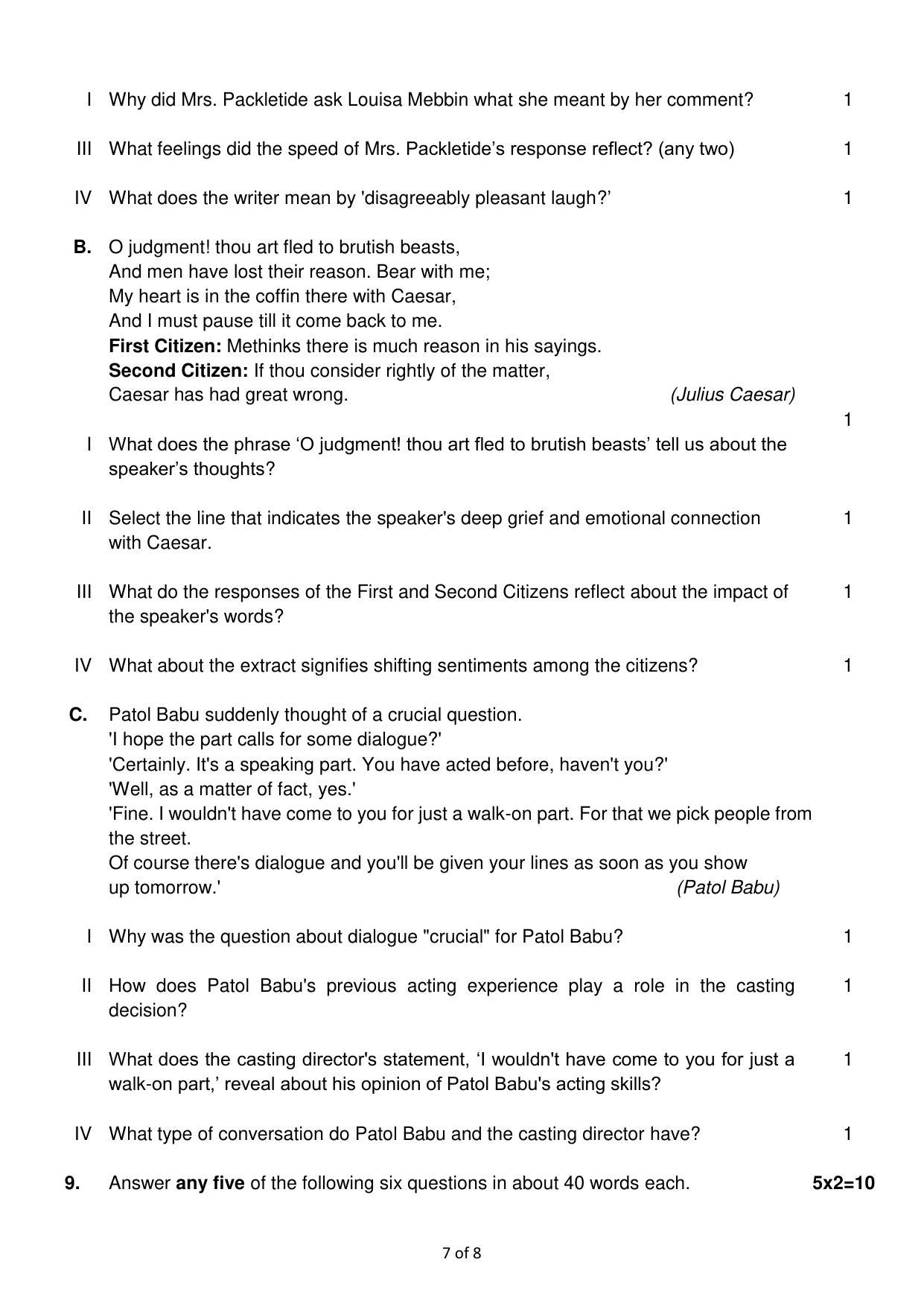 CBSE Class 10 English (Communicative) Sample Paper 2025 - Page 7