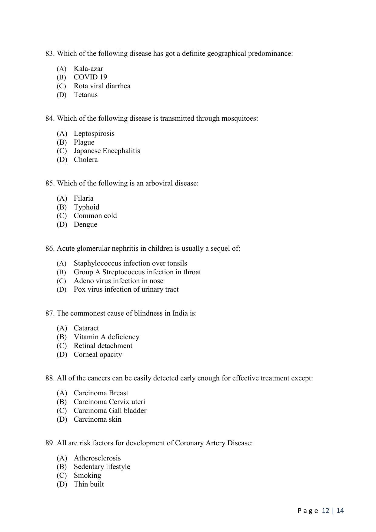 WB JEMAS (PG) MPH 2024 Question Paper - Page 14