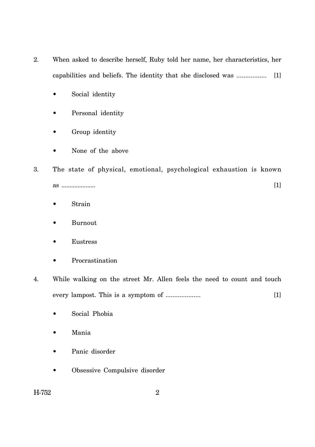 Goa Board Class 12 Psychology (June 2019) Question Paper - Page 2