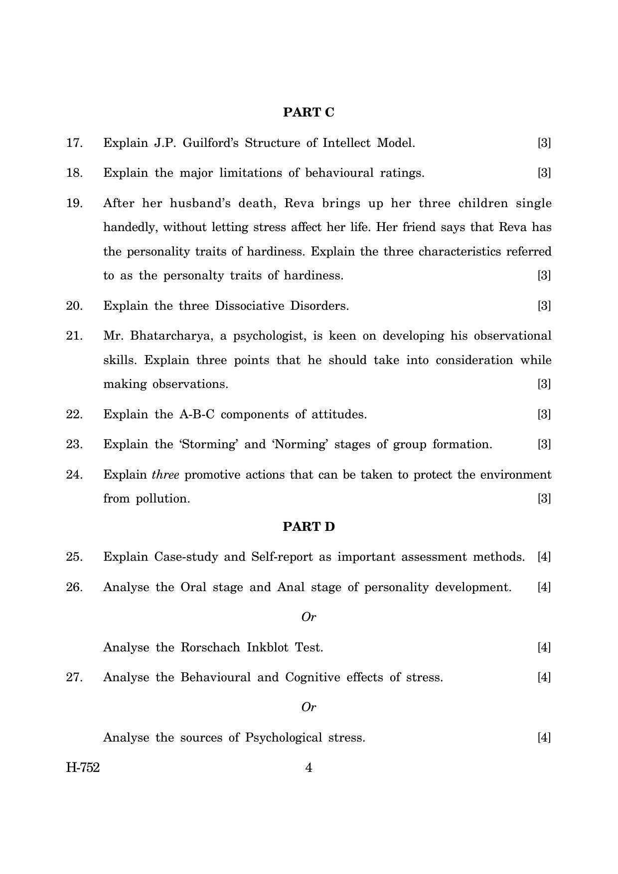 Goa Board Class 12 Psychology (June 2019) Question Paper - Page 4