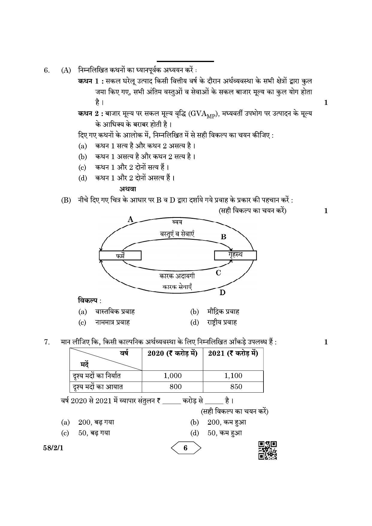 CBSE Class 12 58-2-1 Economics 2023 Question Paper - Page 6