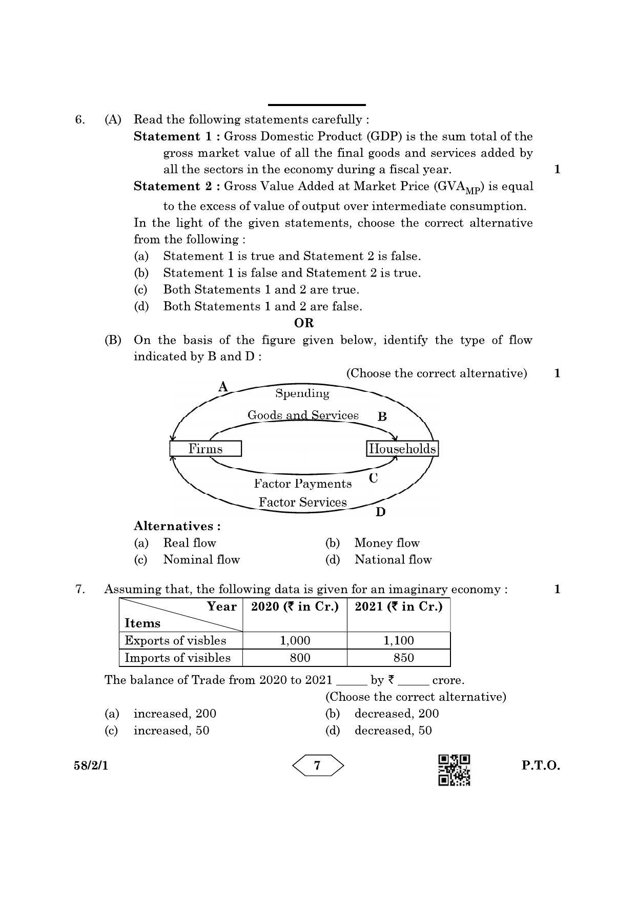 CBSE Class 12 58-2-1 Economics 2023 Question Paper - Page 7