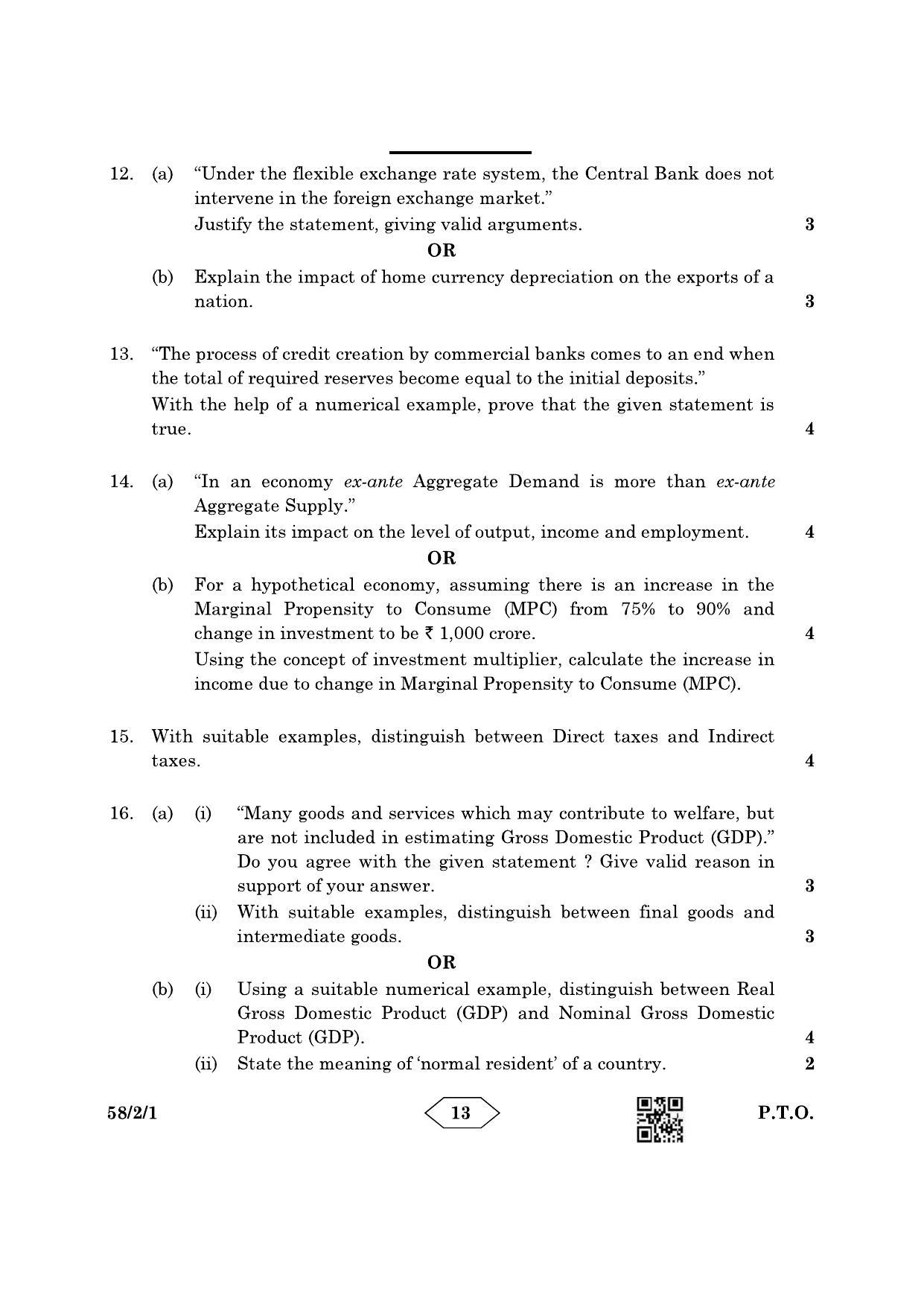 CBSE Class 12 58-2-1 Economics 2023 Question Paper - Page 13