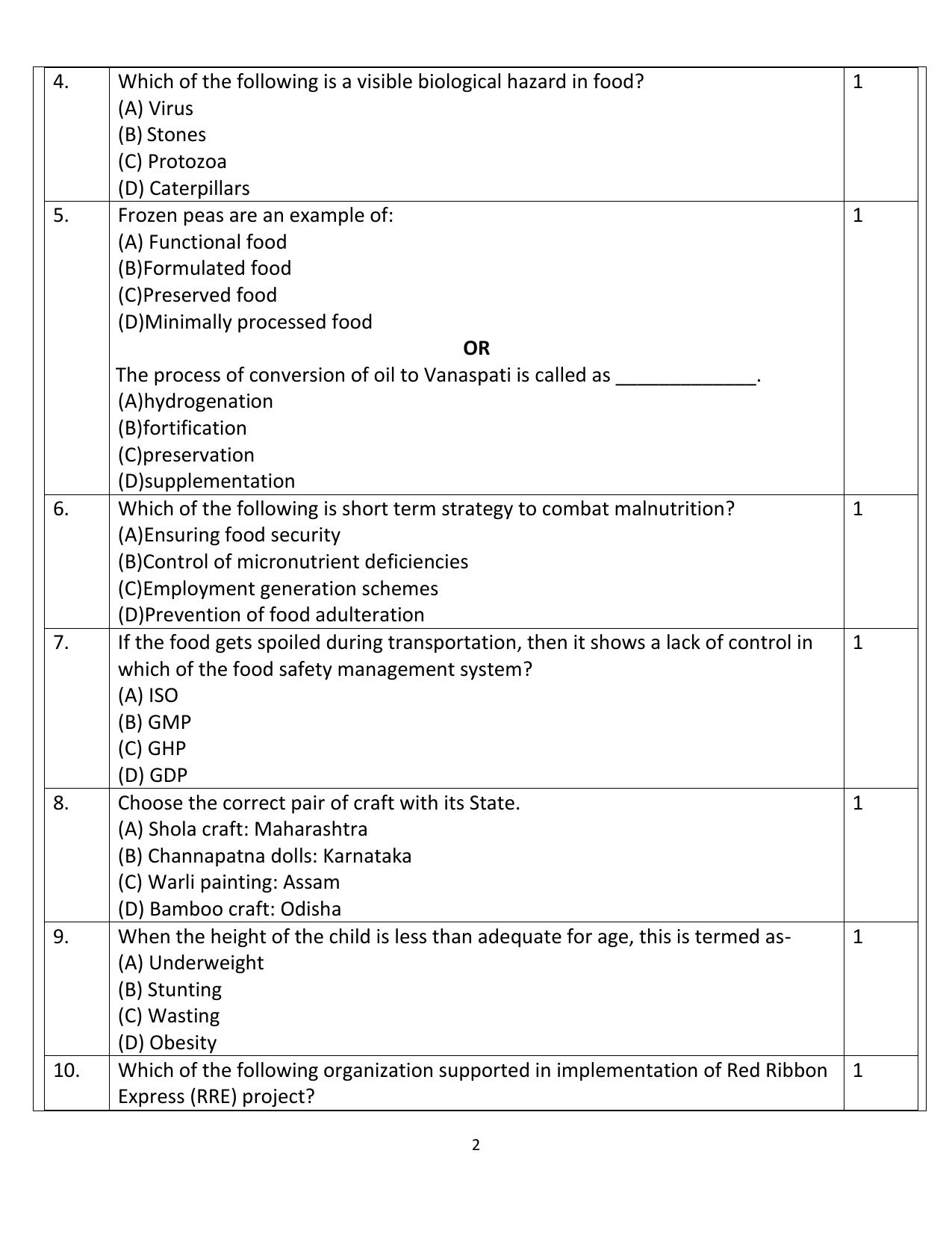 CBSE Class 12 Home Science Sample Question Paper 2024-25 - Page 2