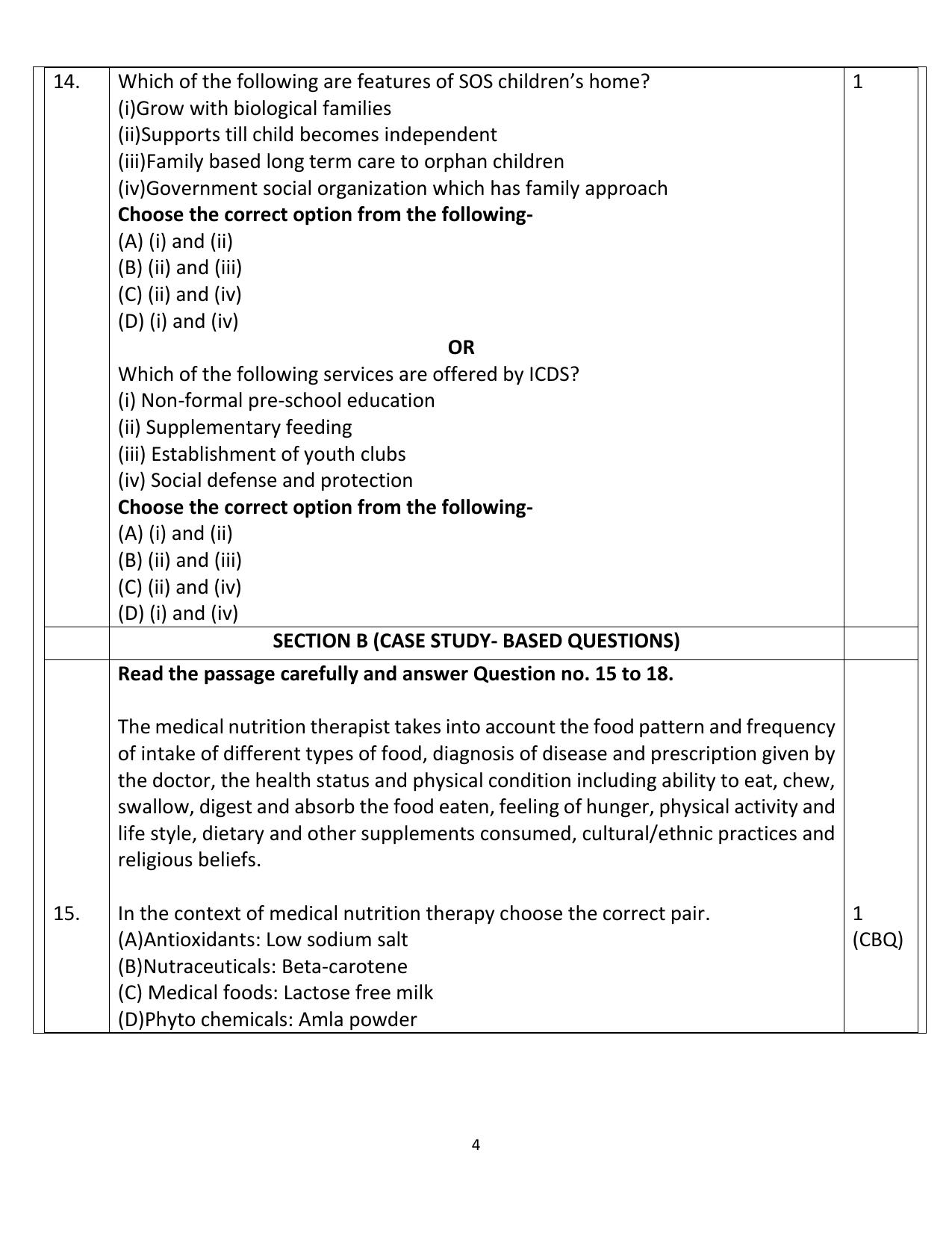 CBSE Class 12 Home Science Sample Question Paper 2024-25 - Page 4