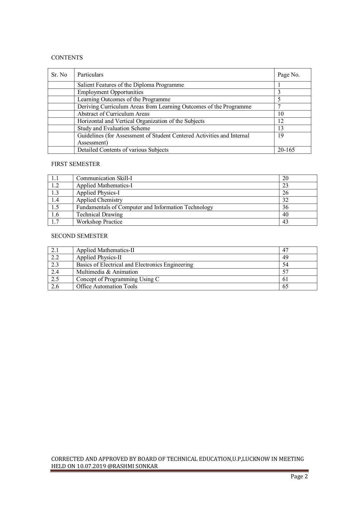 EFFECTIVE FROM JULY 2019-20 - SIX SEMESTER DIPLOMA COURSE IN INFORMATION TECHNOLOGY - Page 2