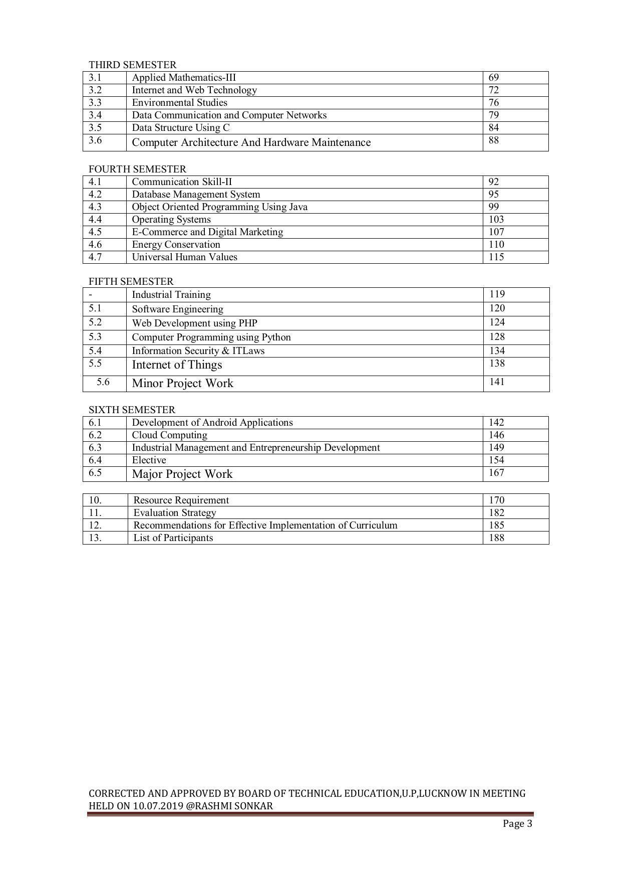 EFFECTIVE FROM JULY 2019-20 - SIX SEMESTER DIPLOMA COURSE IN INFORMATION TECHNOLOGY - Page 3