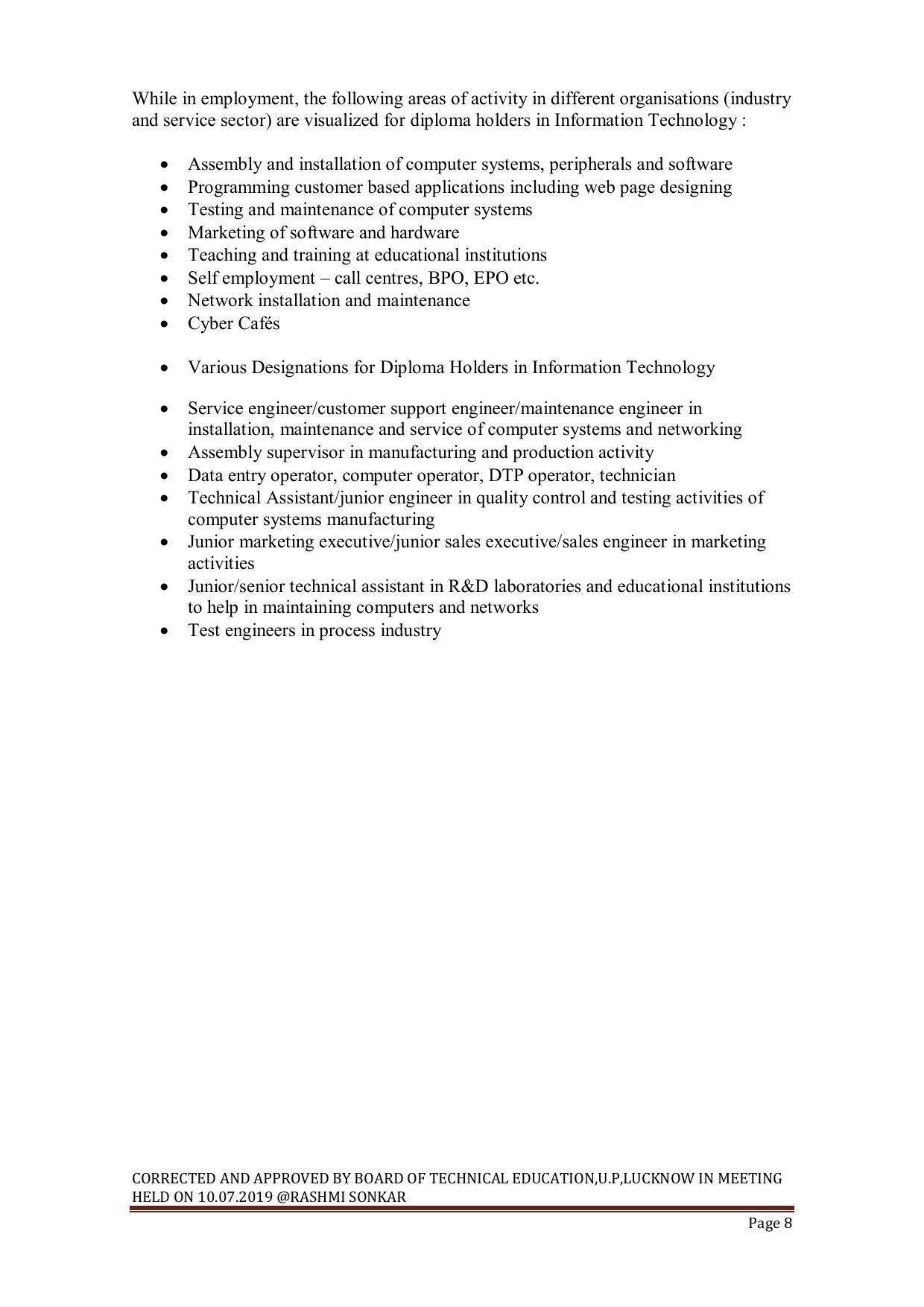 EFFECTIVE FROM JULY 2019-20 - SIX SEMESTER DIPLOMA COURSE IN INFORMATION TECHNOLOGY - Page 8