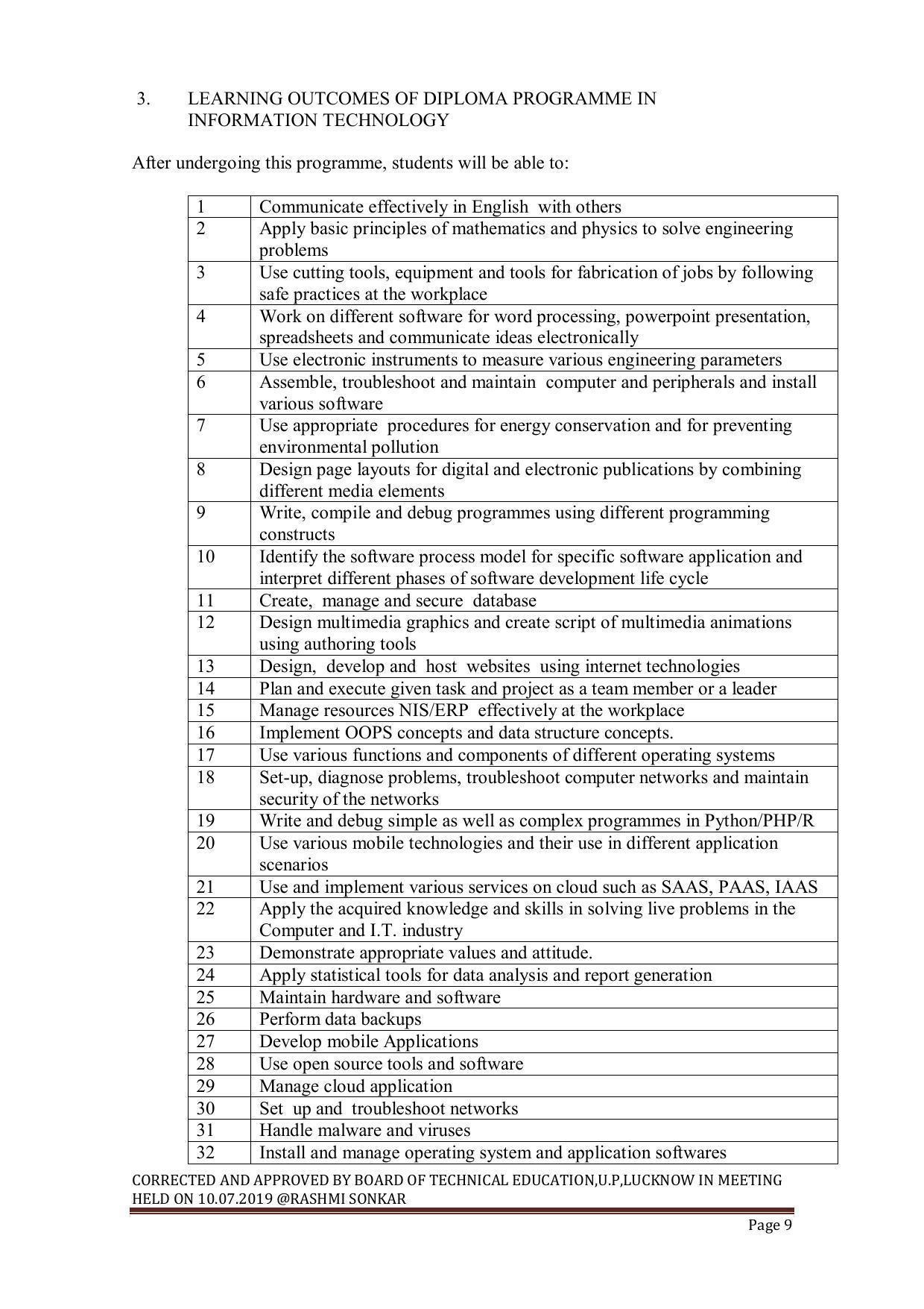EFFECTIVE FROM JULY 2019-20 - SIX SEMESTER DIPLOMA COURSE IN INFORMATION TECHNOLOGY - Page 9