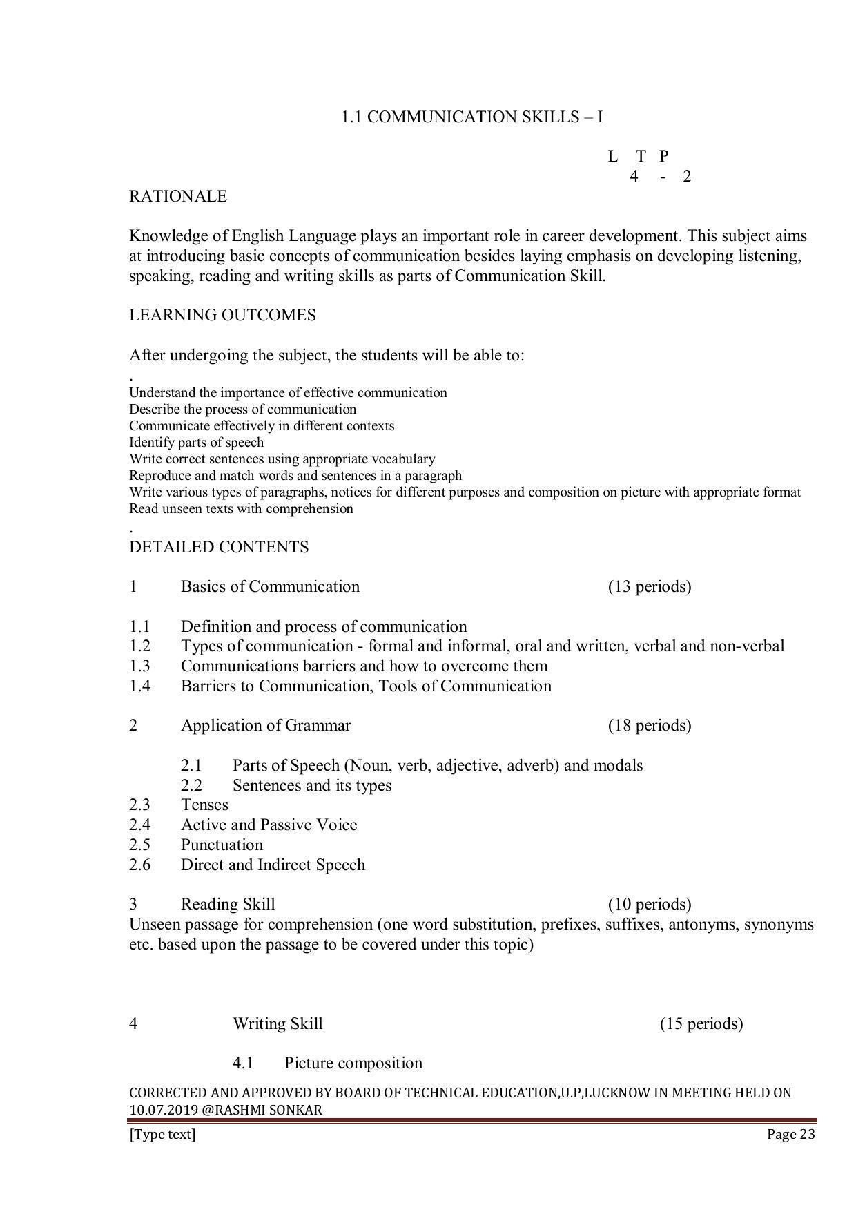 EFFECTIVE FROM JULY 2019-20 - SIX SEMESTER DIPLOMA COURSE IN INFORMATION TECHNOLOGY - Page 23