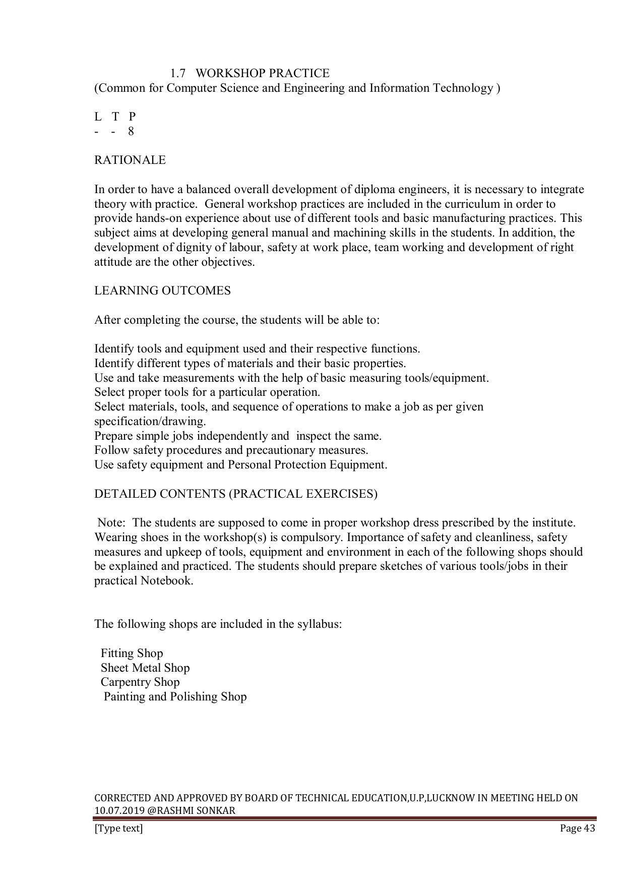 EFFECTIVE FROM JULY 2019-20 - SIX SEMESTER DIPLOMA COURSE IN INFORMATION TECHNOLOGY - Page 43