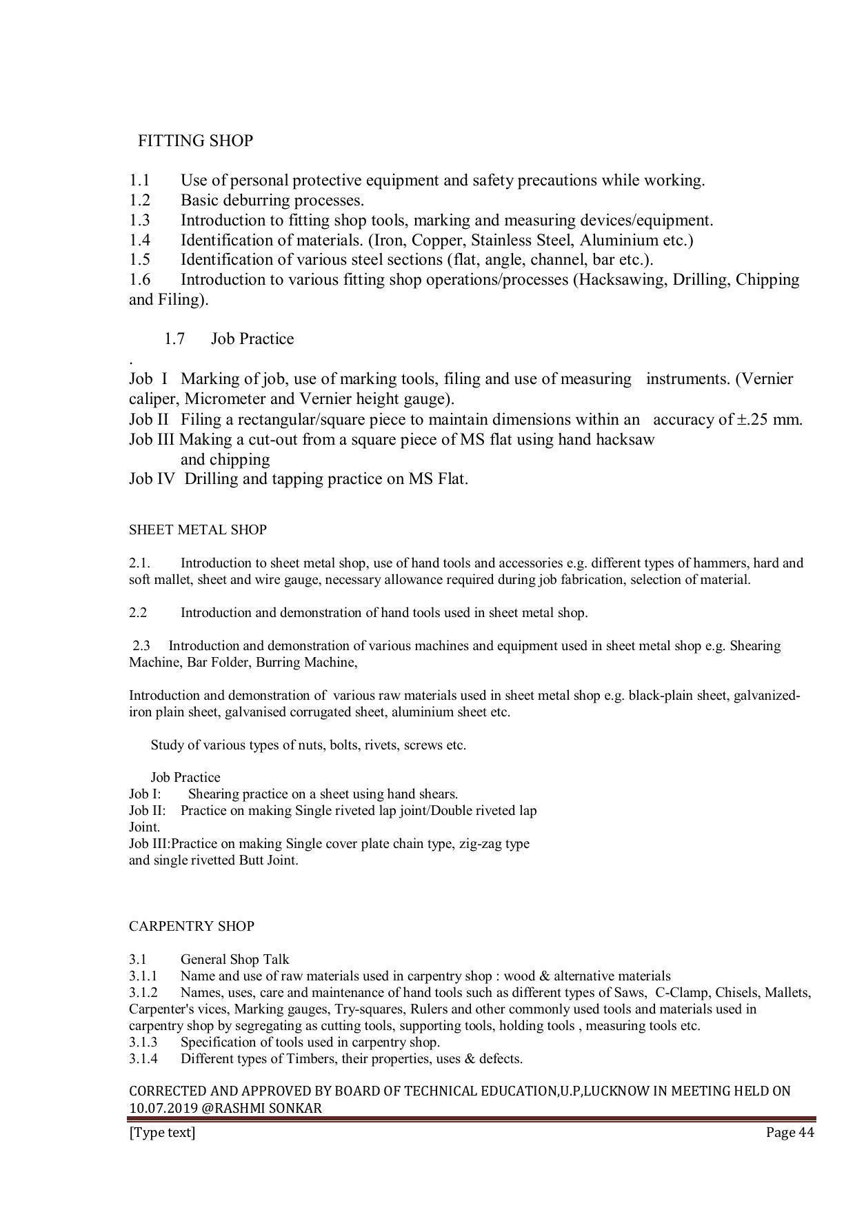EFFECTIVE FROM JULY 2019-20 - SIX SEMESTER DIPLOMA COURSE IN INFORMATION TECHNOLOGY - Page 44