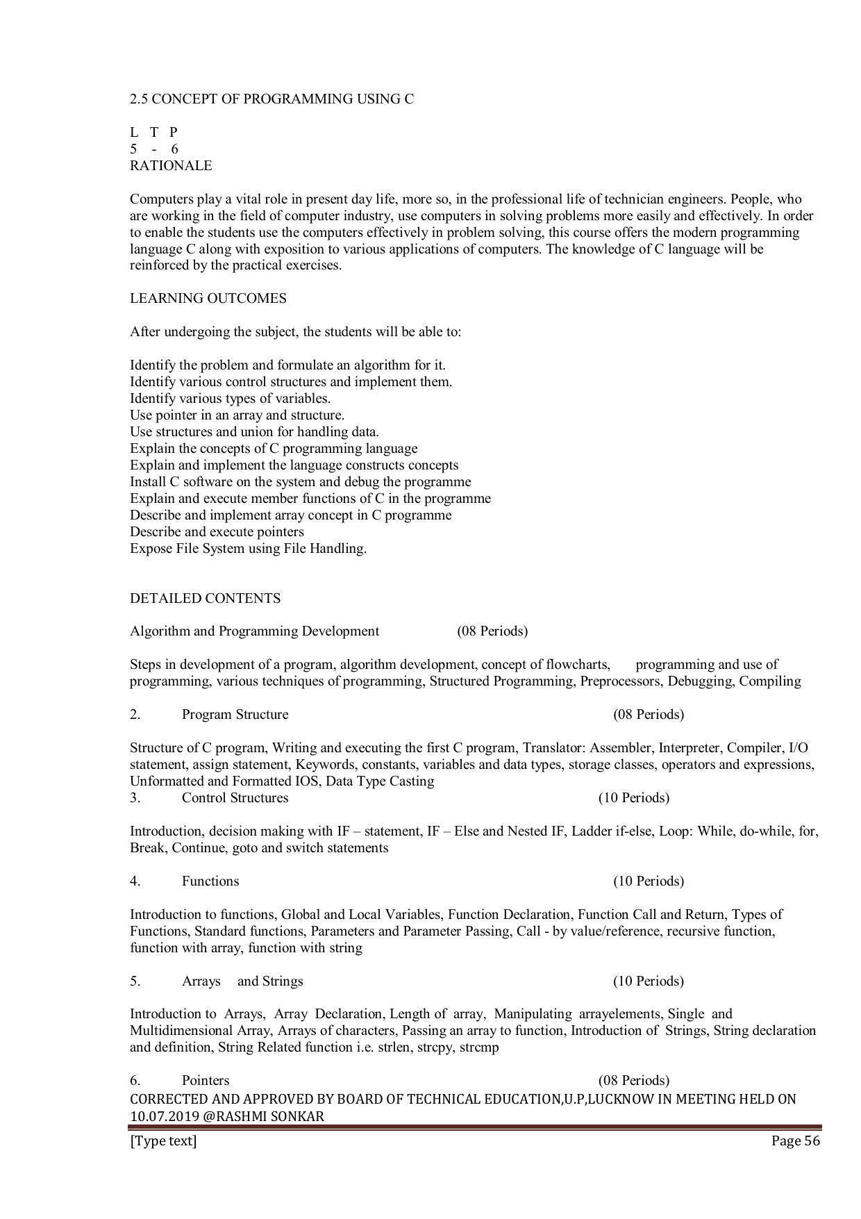 EFFECTIVE FROM JULY 2019-20 - SIX SEMESTER DIPLOMA COURSE IN INFORMATION TECHNOLOGY - Page 56