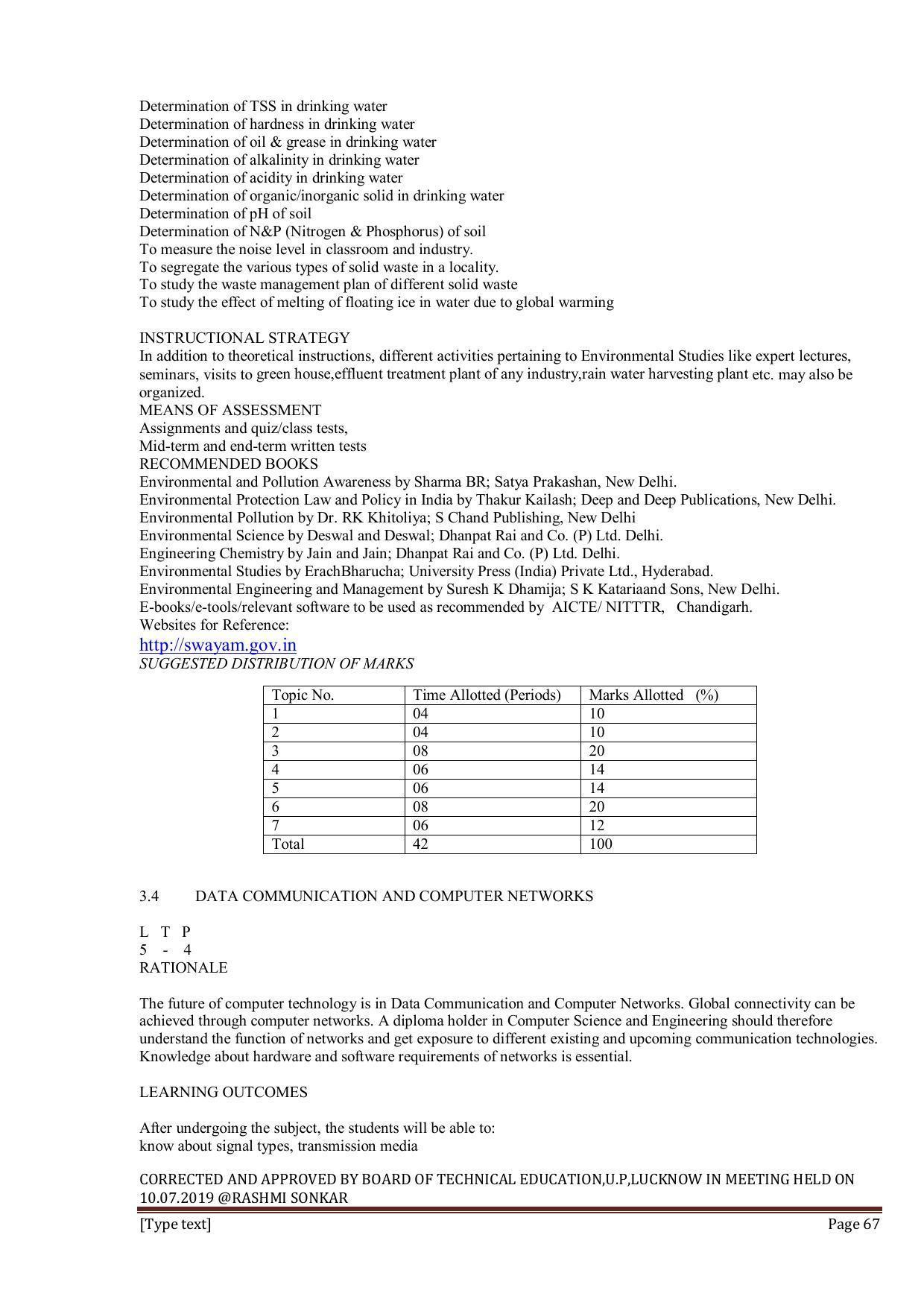 EFFECTIVE FROM JULY 2019-20 - SIX SEMESTER DIPLOMA COURSE IN INFORMATION TECHNOLOGY - Page 67