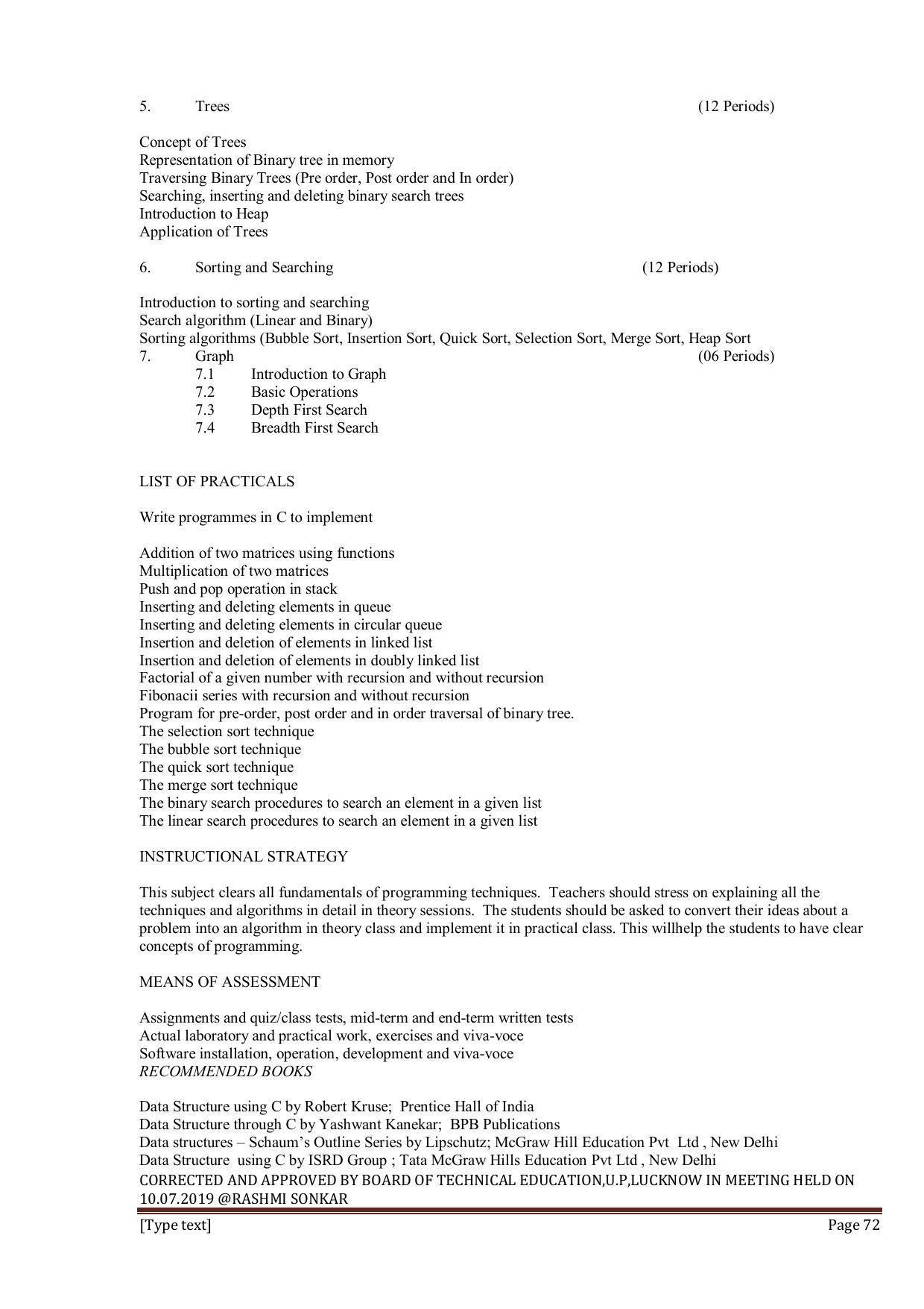EFFECTIVE FROM JULY 2019-20 - SIX SEMESTER DIPLOMA COURSE IN INFORMATION TECHNOLOGY - Page 72