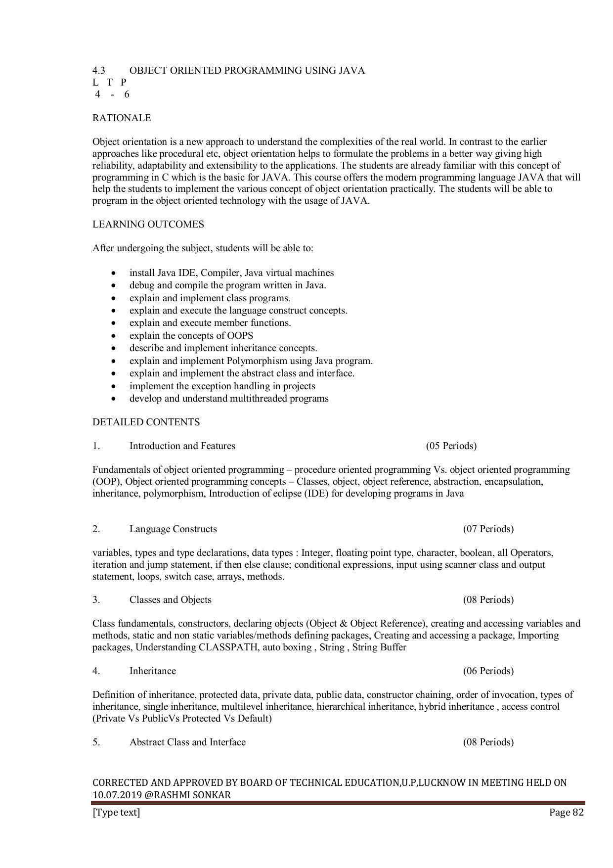 EFFECTIVE FROM JULY 2019-20 - SIX SEMESTER DIPLOMA COURSE IN INFORMATION TECHNOLOGY - Page 82