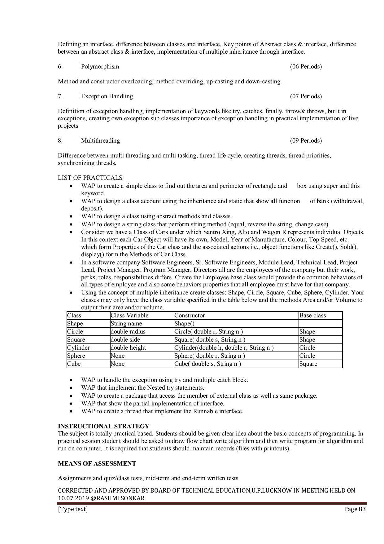 EFFECTIVE FROM JULY 2019-20 - SIX SEMESTER DIPLOMA COURSE IN INFORMATION TECHNOLOGY - Page 83