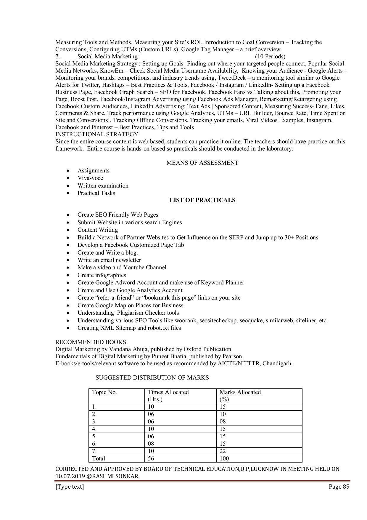 EFFECTIVE FROM JULY 2019-20 - SIX SEMESTER DIPLOMA COURSE IN INFORMATION TECHNOLOGY - Page 89