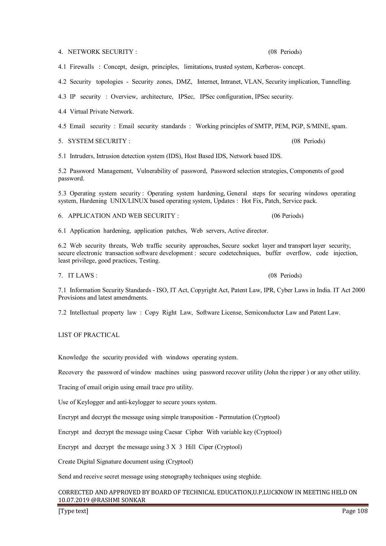 EFFECTIVE FROM JULY 2019-20 - SIX SEMESTER DIPLOMA COURSE IN INFORMATION TECHNOLOGY - Page 108