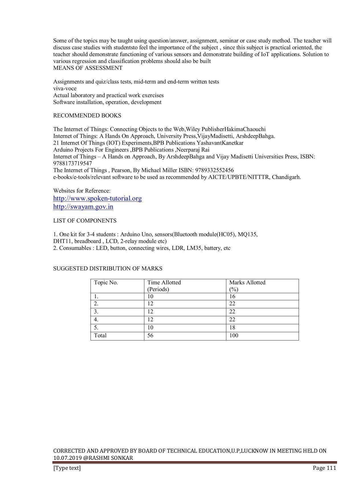 EFFECTIVE FROM JULY 2019-20 - SIX SEMESTER DIPLOMA COURSE IN INFORMATION TECHNOLOGY - Page 111