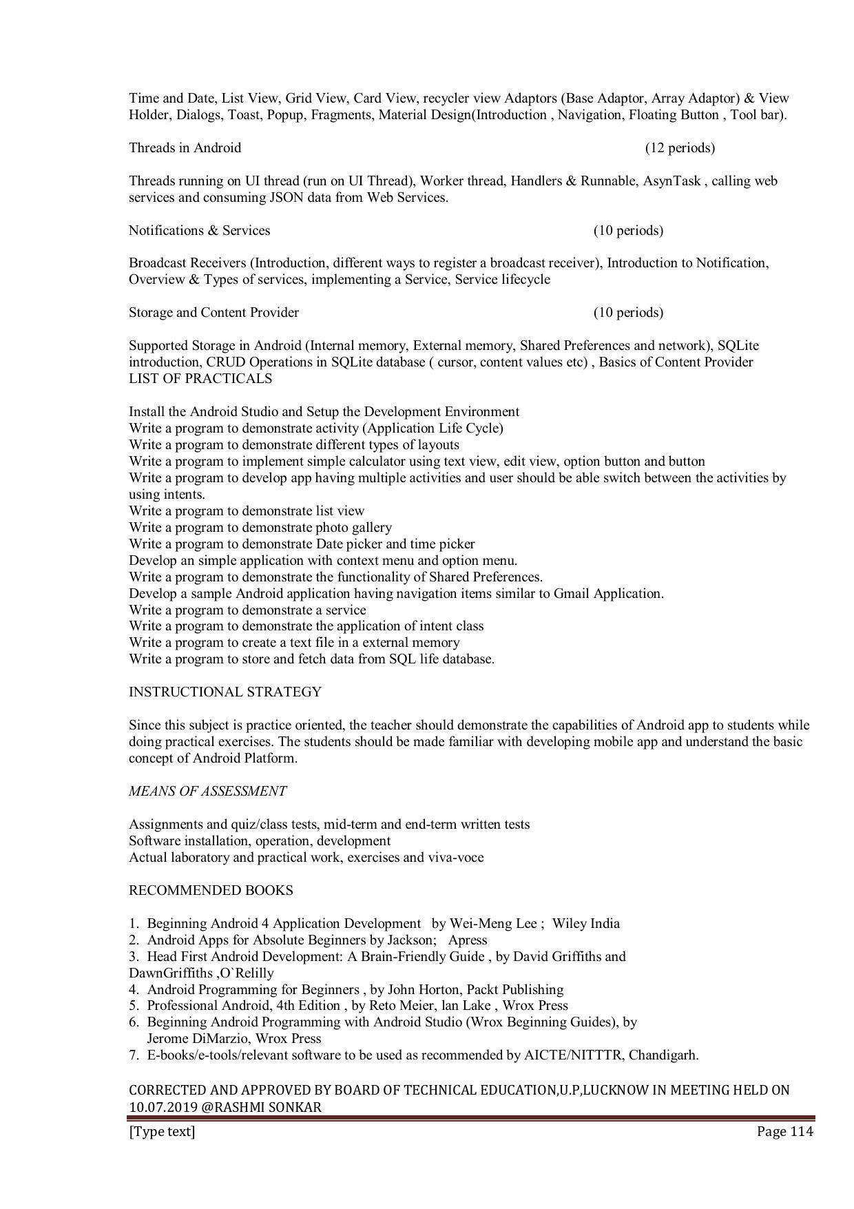 EFFECTIVE FROM JULY 2019-20 - SIX SEMESTER DIPLOMA COURSE IN INFORMATION TECHNOLOGY - Page 114