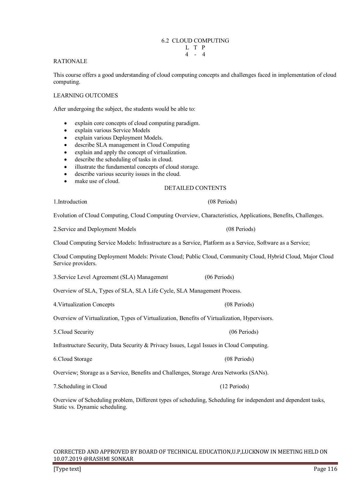 EFFECTIVE FROM JULY 2019-20 - SIX SEMESTER DIPLOMA COURSE IN INFORMATION TECHNOLOGY - Page 116