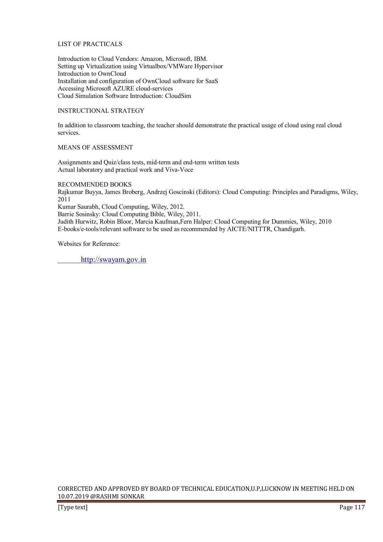 EFFECTIVE FROM JULY 2019-20 - SIX SEMESTER DIPLOMA COURSE IN INFORMATION TECHNOLOGY - Page 117