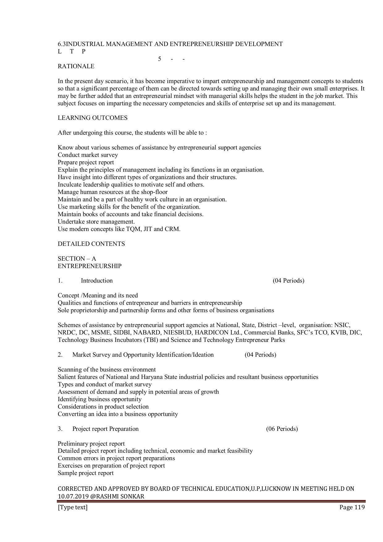 EFFECTIVE FROM JULY 2019-20 - SIX SEMESTER DIPLOMA COURSE IN INFORMATION TECHNOLOGY - Page 119