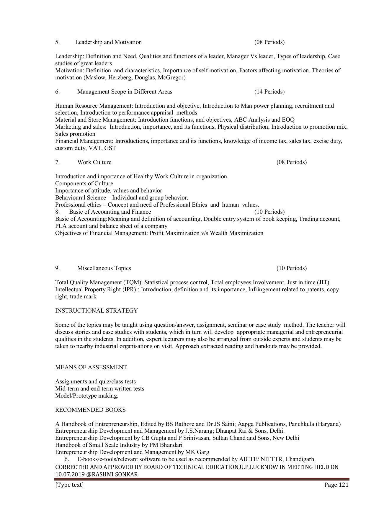 EFFECTIVE FROM JULY 2019-20 - SIX SEMESTER DIPLOMA COURSE IN INFORMATION TECHNOLOGY - Page 121