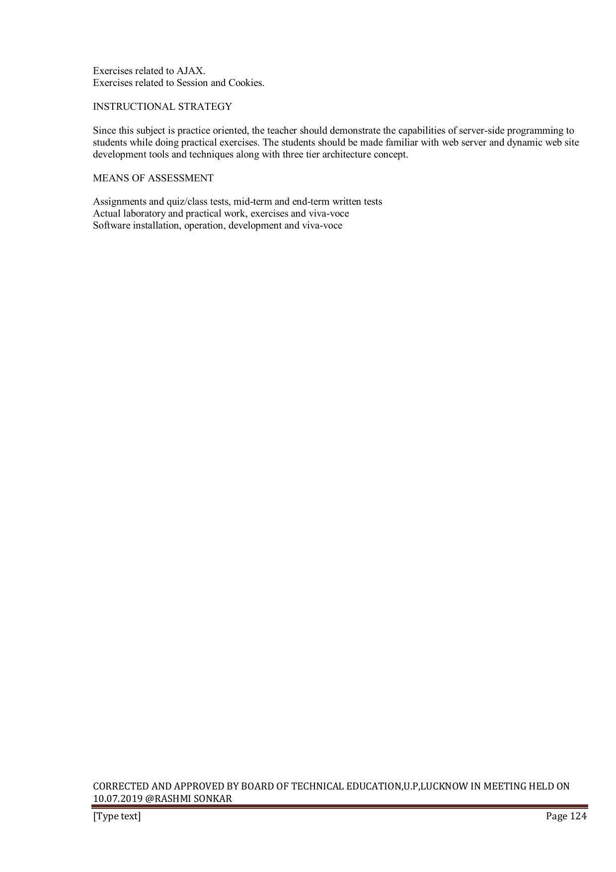 EFFECTIVE FROM JULY 2019-20 - SIX SEMESTER DIPLOMA COURSE IN INFORMATION TECHNOLOGY - Page 124