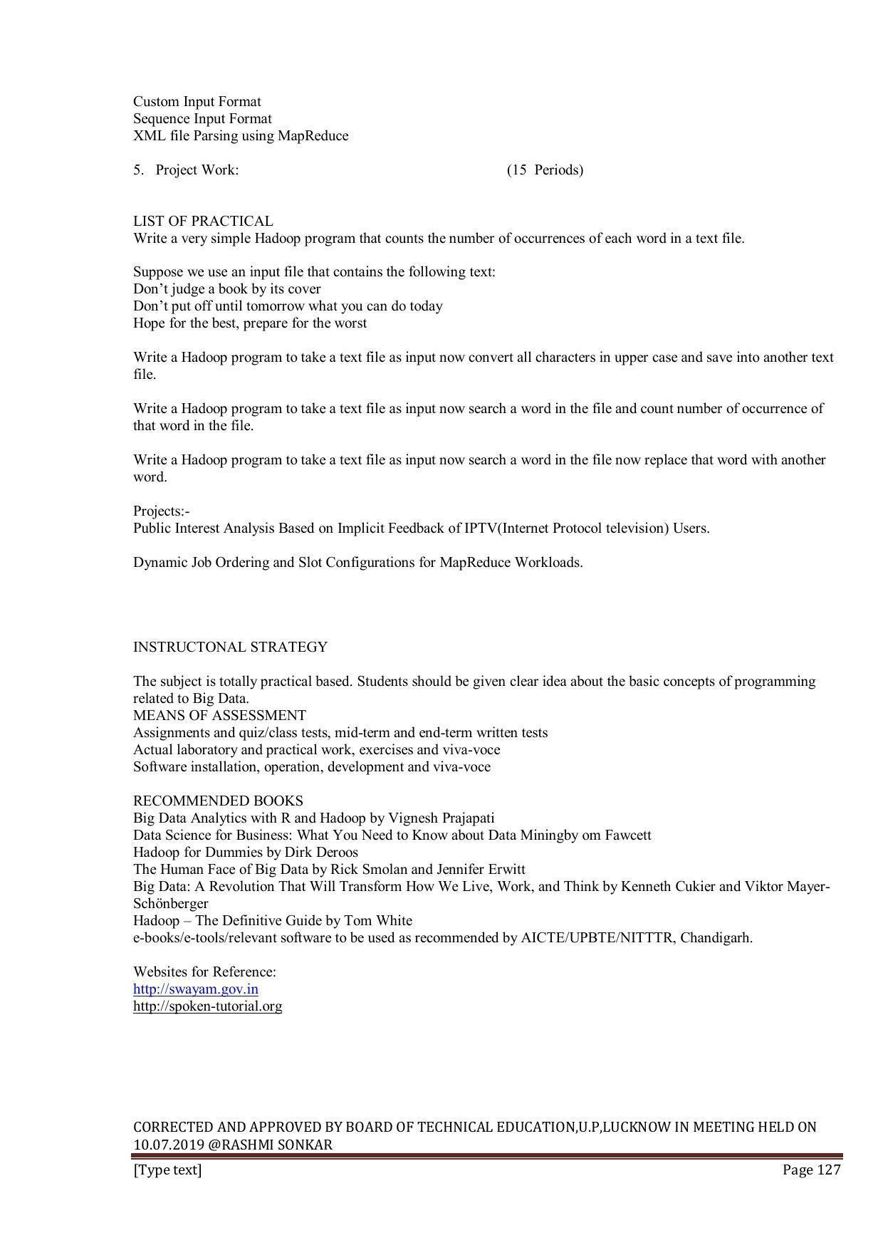 EFFECTIVE FROM JULY 2019-20 - SIX SEMESTER DIPLOMA COURSE IN INFORMATION TECHNOLOGY - Page 127