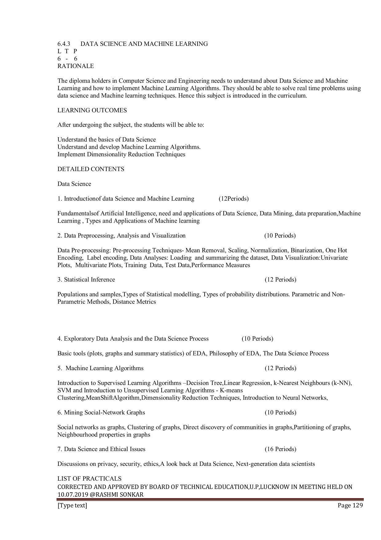 EFFECTIVE FROM JULY 2019-20 - SIX SEMESTER DIPLOMA COURSE IN INFORMATION TECHNOLOGY - Page 129
