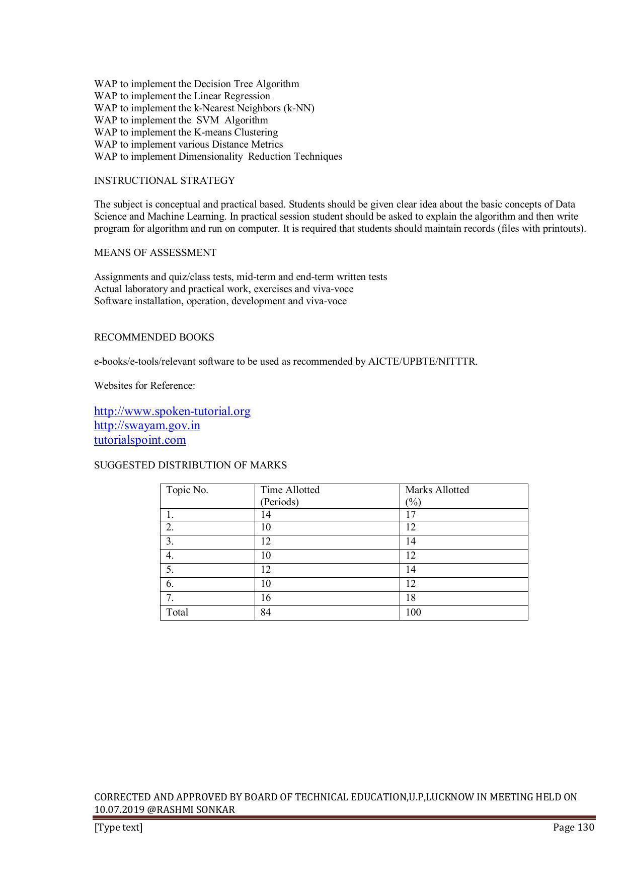 EFFECTIVE FROM JULY 2019-20 - SIX SEMESTER DIPLOMA COURSE IN INFORMATION TECHNOLOGY - Page 130