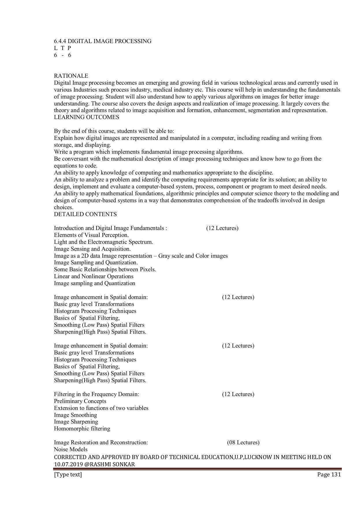 EFFECTIVE FROM JULY 2019-20 - SIX SEMESTER DIPLOMA COURSE IN INFORMATION TECHNOLOGY - Page 131