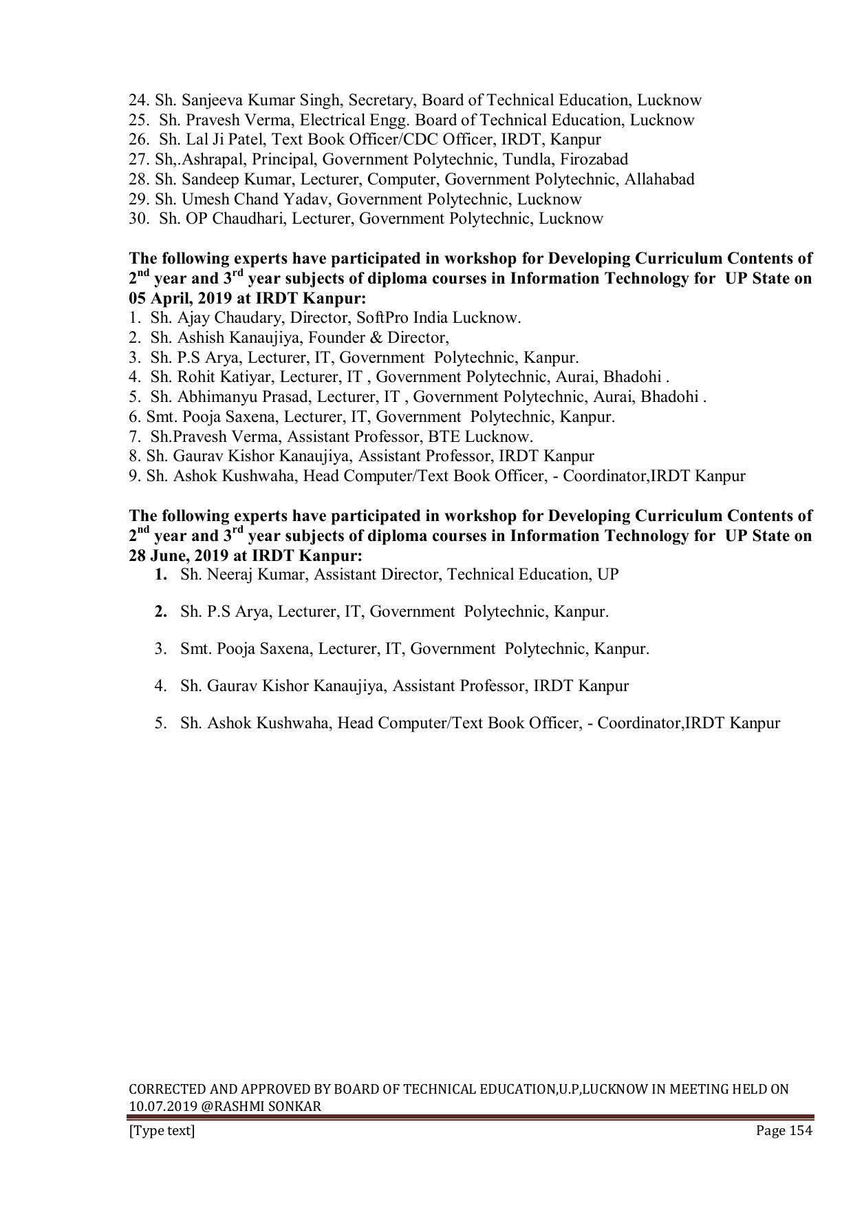 EFFECTIVE FROM JULY 2019-20 - SIX SEMESTER DIPLOMA COURSE IN INFORMATION TECHNOLOGY - Page 154