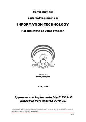 EFFECTIVE FROM JULY 2019-20 - SIX SEMESTER DIPLOMA COURSE IN INFORMATION TECHNOLOGY