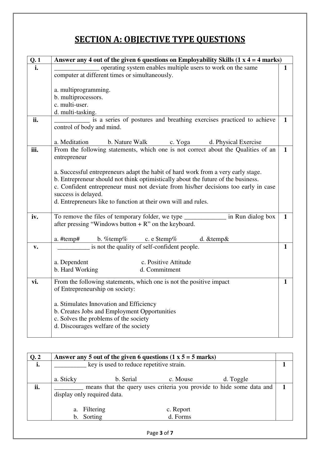 CBSE Class 10 (Skill Education) Information Technology Sample Papers 2023 - Page 3