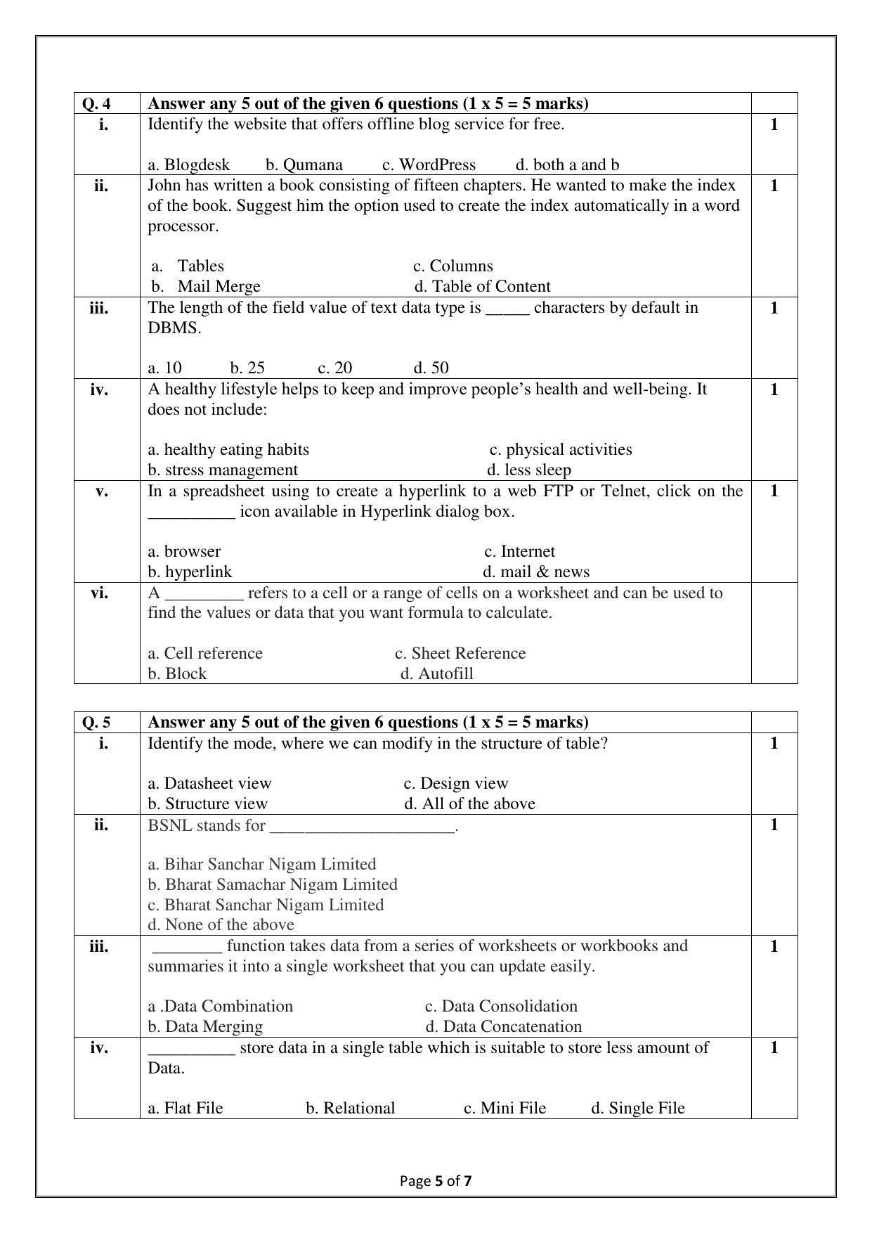 CBSE Class 10 (Skill Education) Information Technology Sample Papers 2023 - Page 5