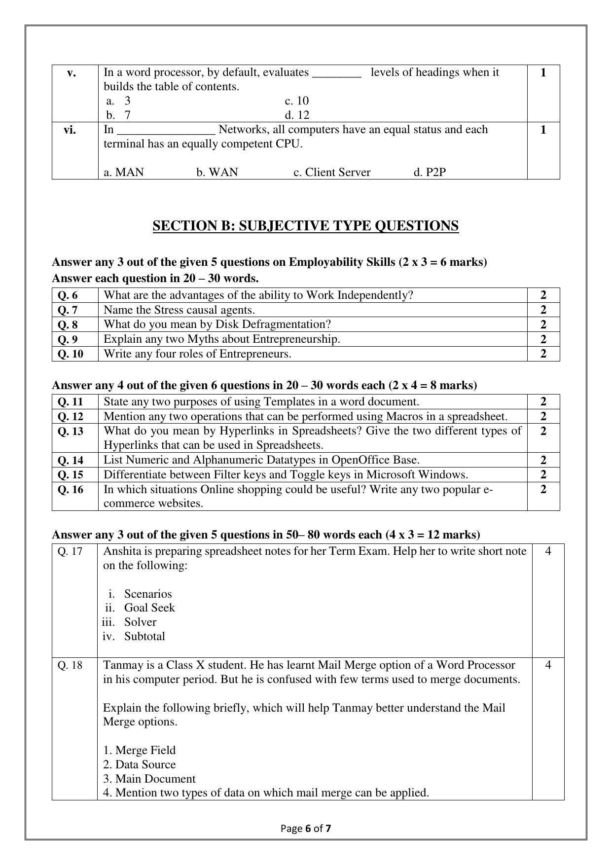 CBSE Class 10 (Skill Education) Information Technology Sample Papers 2023 - Page 6